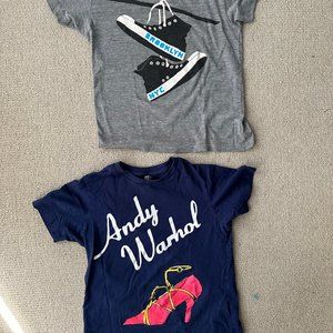 2 cute hipster kids t-shirts, size 9/10 - Brooklyn and Andy Warhol